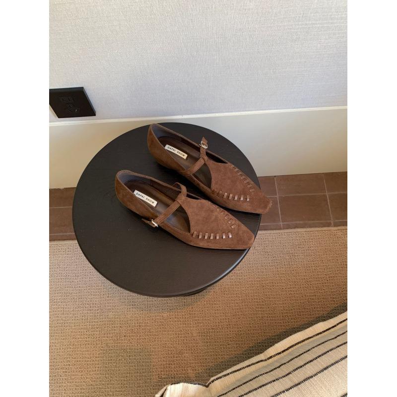 

2025 early autumn retro small square head Mary Jane shoes women s flat single shoes niche lazy soft sole comfortable 39 темно-коричневого