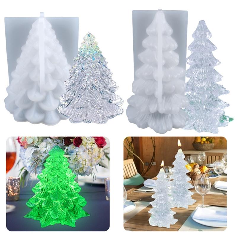 Christmas Tree Setting Ornaments Silicone Mold Epoxy DIY Decoration Making Candle Melt Resin Polymer Clay Home Decor