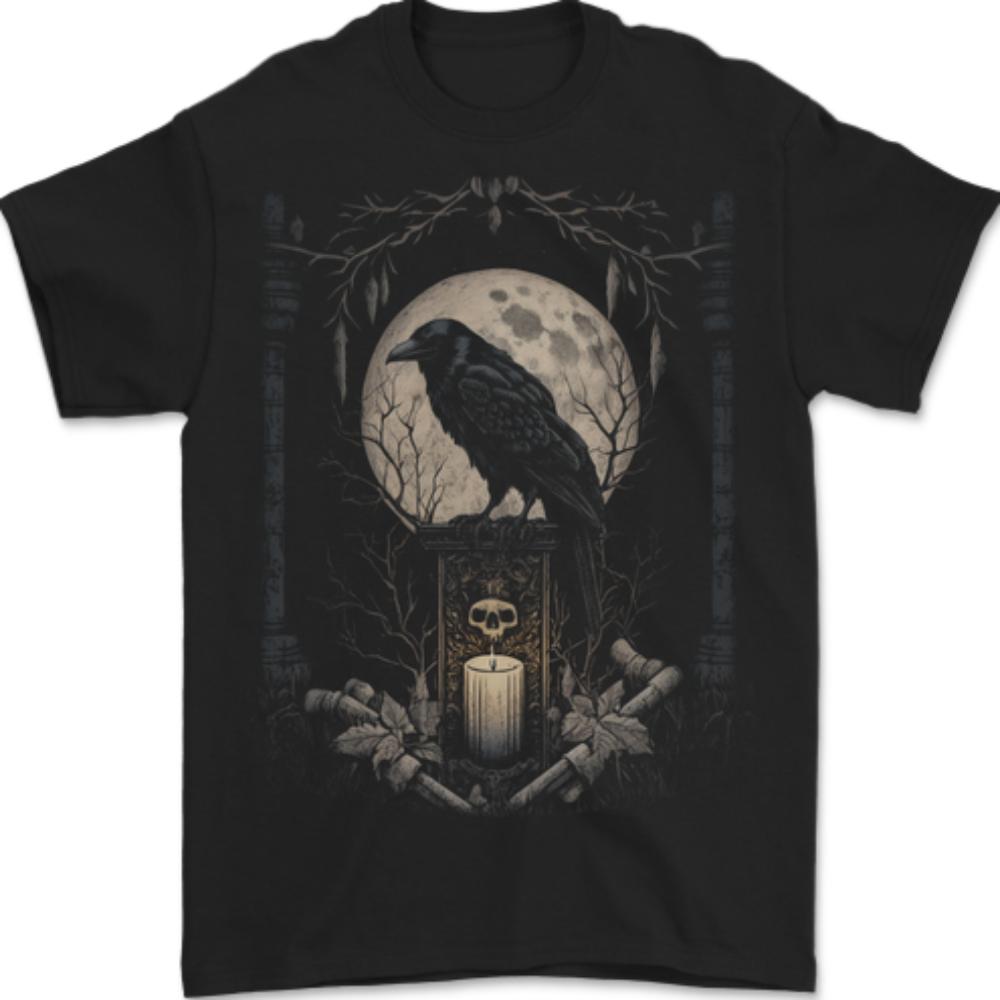 Мужская футболка Moon & Crow Gothic Goth Vikings Skull Raven 100% Хлопок XXXL