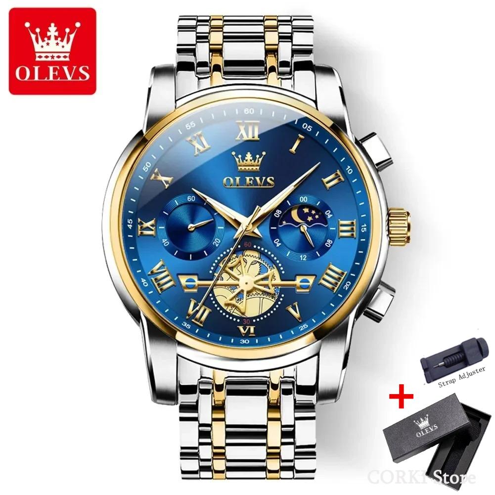 OLEVS 2859 Klassische Römische Skala Wasserdichte Armbanduhren Herren Luxus Original Quarz Uhr für Herren Leuchtendes Chronograph Relojes