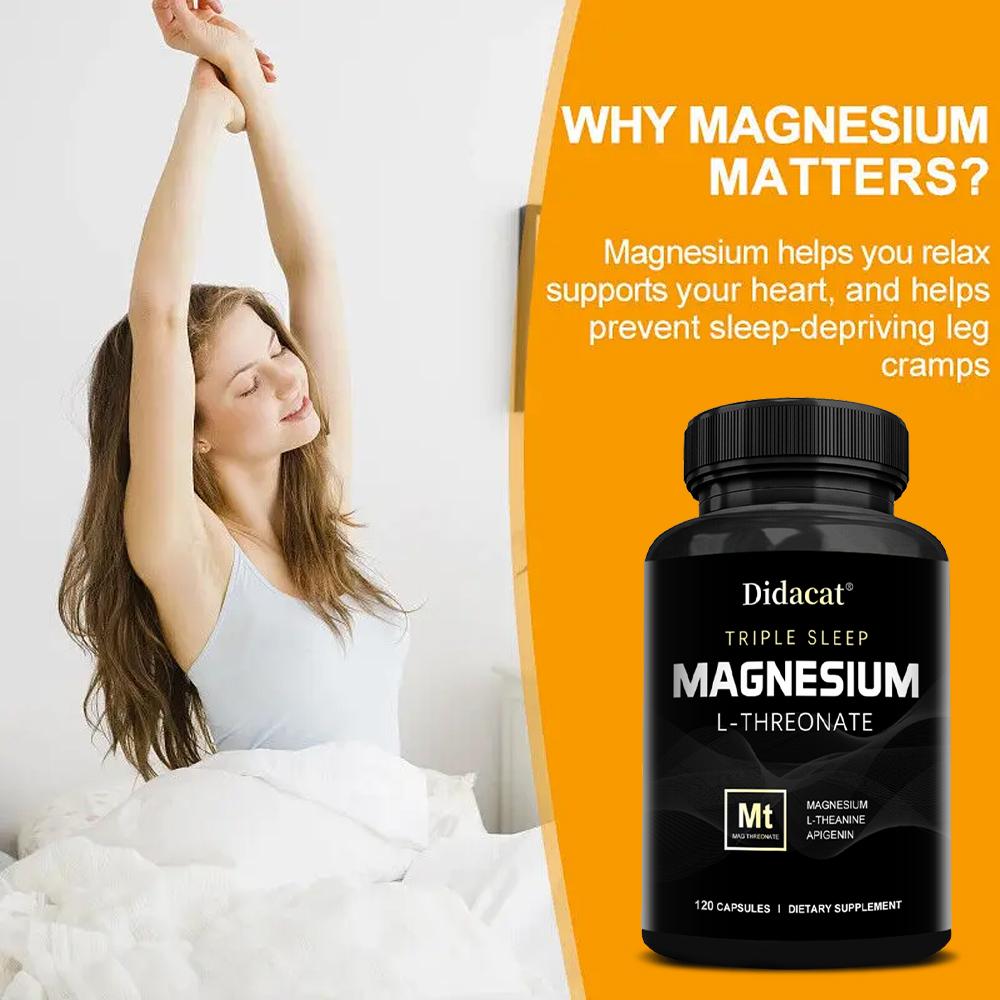 Brain and Nerve Health Capsules L-Magnesium Threonate Regulates Cortisol 120 Capsules