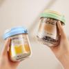 Food Safe Thick Glass Overnight Oats Cup Leakproof Lid Stainless Steel Spoon Reusable for Breakfast Chia Pudding Camping Trips