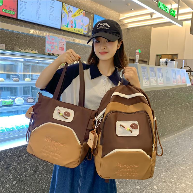 Симпатичный женский рюкзак большой емкости с цветными блоками — фото 7