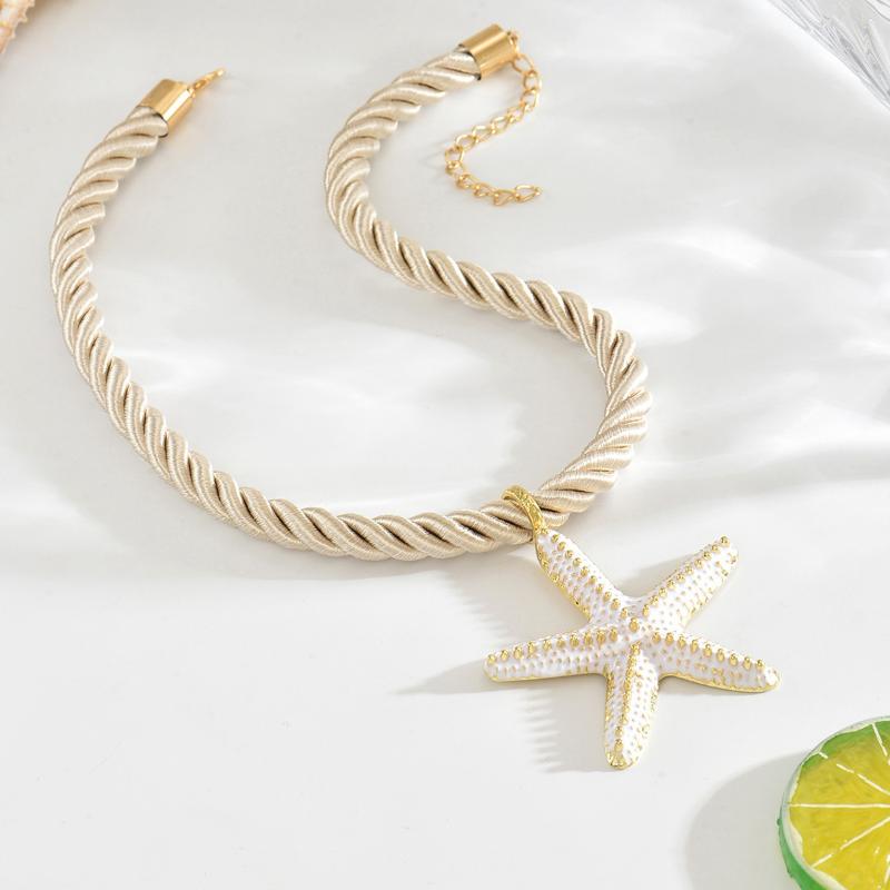 

Бохо Красочный Металлический Кулон в виде Большой Морской Звезды с Каплей Масла, Ожерелье на Веревочных Цепочках для Женщин, Летний Набор Украшений, Подарки