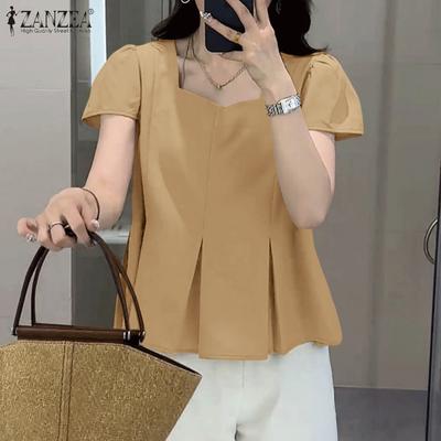 Women Casual Round Neck Summer Short Sleeve Blouse