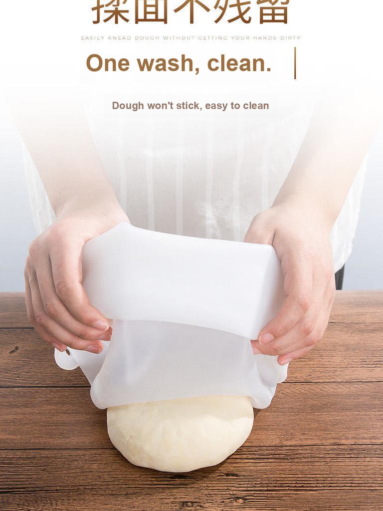 Kitchen Silicone Dough Bag with Clip, Thick Non-Stick Kneading Bag for Home Baking and Proofing, Large Size Dough Bag