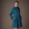 European Beautiful Women Medium Long Woolen Coat Hooded Double Breasted Halloween Cape Trench