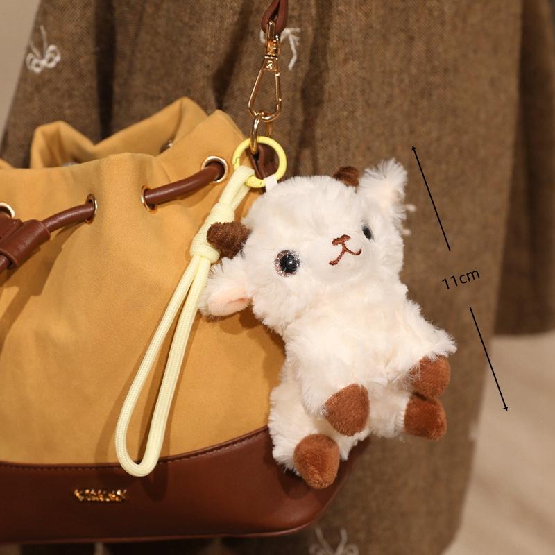 Cute Curly Wool Sheep Doll Kawaii Lamb Stuffed Plush Pendant Cartoon Animal Plush Keychain Bag Decor Kids Xmas Gifts