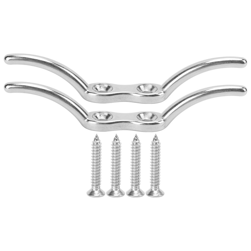2pcs set 6in Cleat Stainless Steel Flagpole Cleat Hook Flag Halyard Boat Securing Tie Down