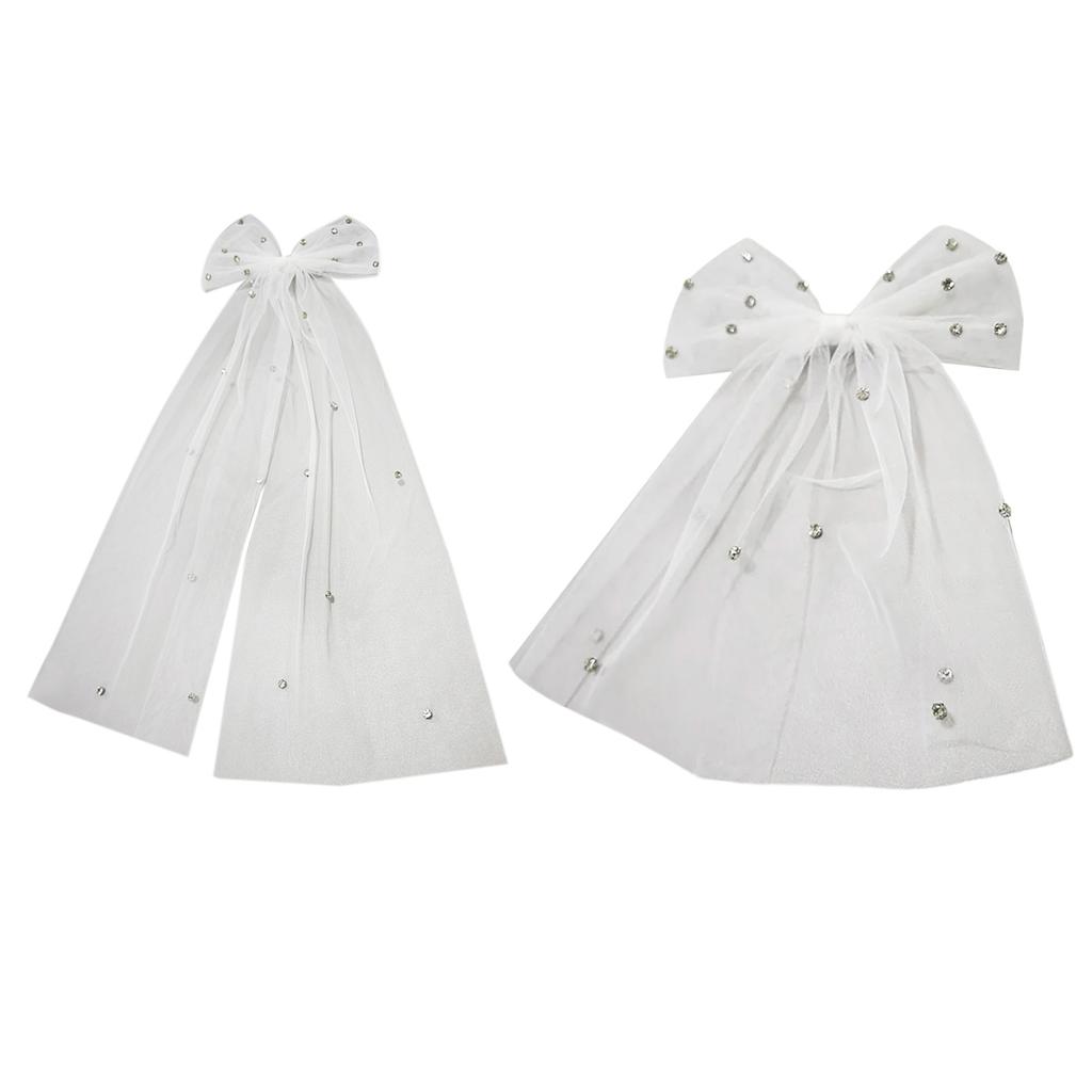 Elegant Rhinestones Bowknot Veil Hair Clip For Brides And Bridesmaids Bows Hairpin Hairpiece For Weddings And Prom Event