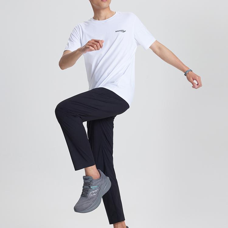 SAUCONY Solid Color Logo Straight Leg Woven Casual Pants Men Bottoms Black SC2239069-3
