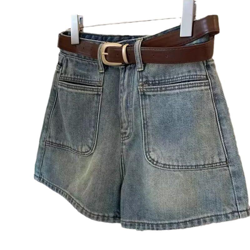 2023 Retro Spicy Girl High-Waist Denim Shorts: Plus Size, Slimming A-line, Wide Leg, Trendy Summer Hot Pants