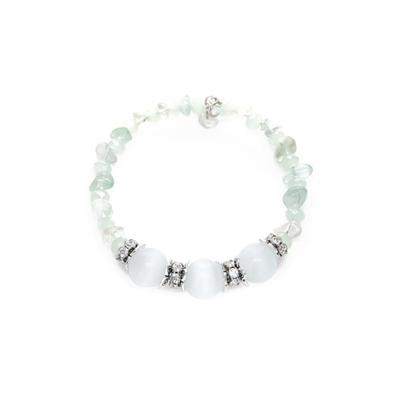 Bracelet Combiné Perle Zirconia Cubique Blanc Vert pour Femme