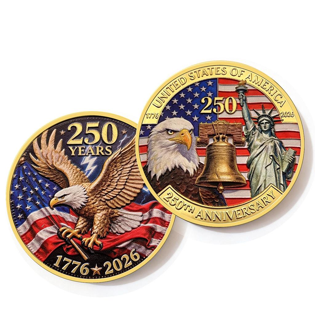 250th Anniversary Commemorative Coin Independence Day Founding Medal Challenge Coin Embossed Metal Coin Color Printed Badge