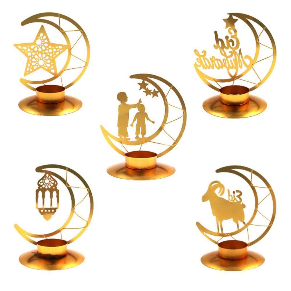 Unique Golden Aromatherapy Tray Elegant Desktop Candle Holder Metal Moon Candlestick Photography