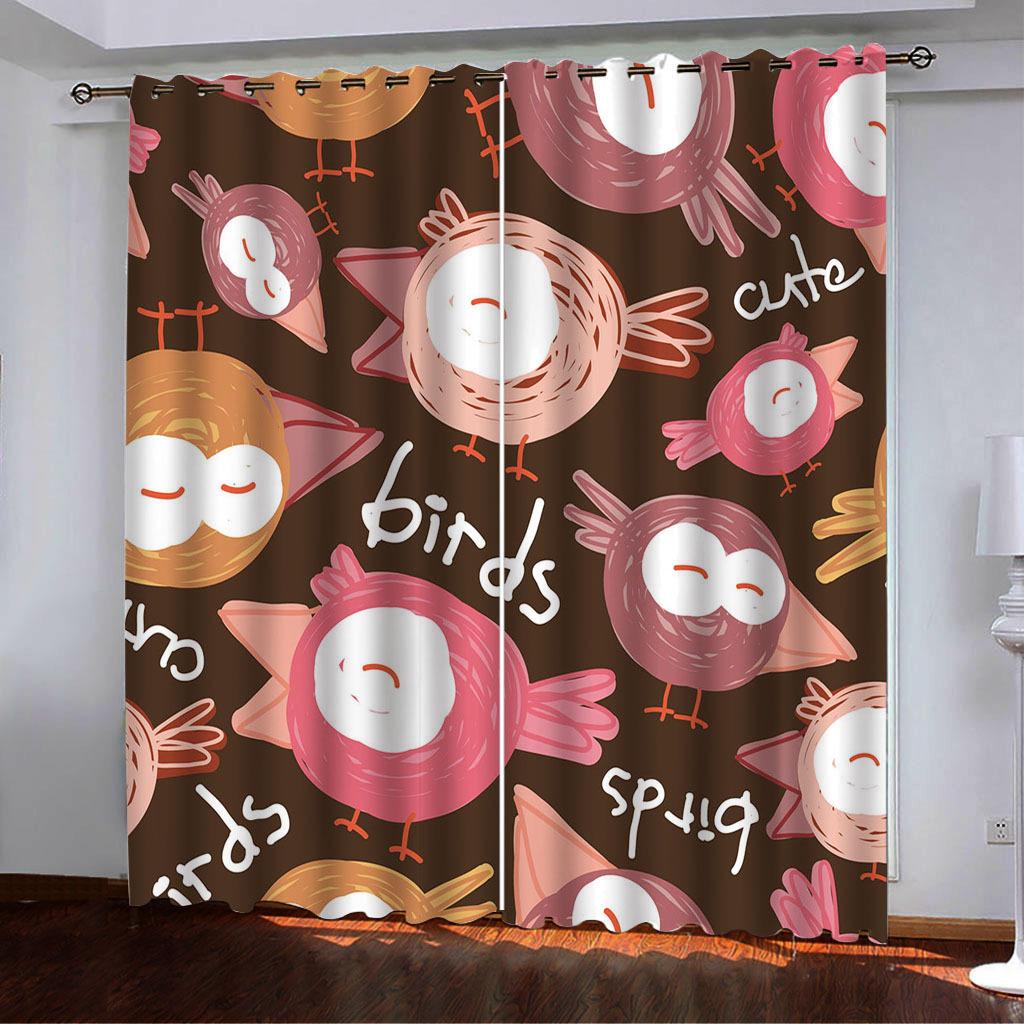 Vintage Style Cartoon Animal Series High Density Blackout Curtain Digital Printing