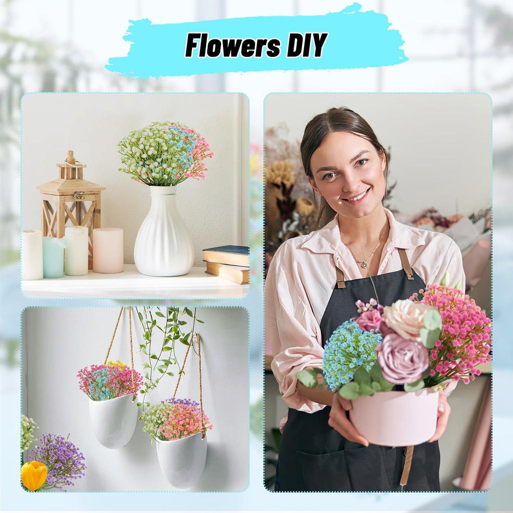 Baby's Breath Artificial Flower Hand Bouquet for Weddings, DIY Soft Rubber Floral Accessories