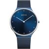 [Officially Imported] BERING Men's & Women's (Unisex) Analog Quartz Watch, Ultra Slim Collection Watch, 18440-397 (Blue), Stainless Steel Strap, Long-