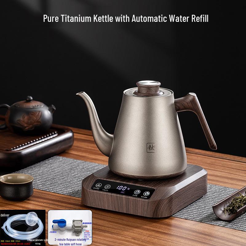 Pure Titanium Self-Watering Electric Kettle with Bottom Water Inlet for Tea Brewing – Insulated Single Kettle for Integrated Tea Table
