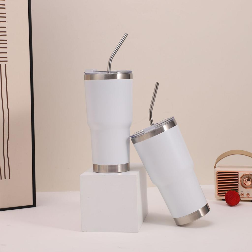 New high-value stainless steel thermos cup, fashionable and simple Bingba cup, large-capacity outdoor portable car cup