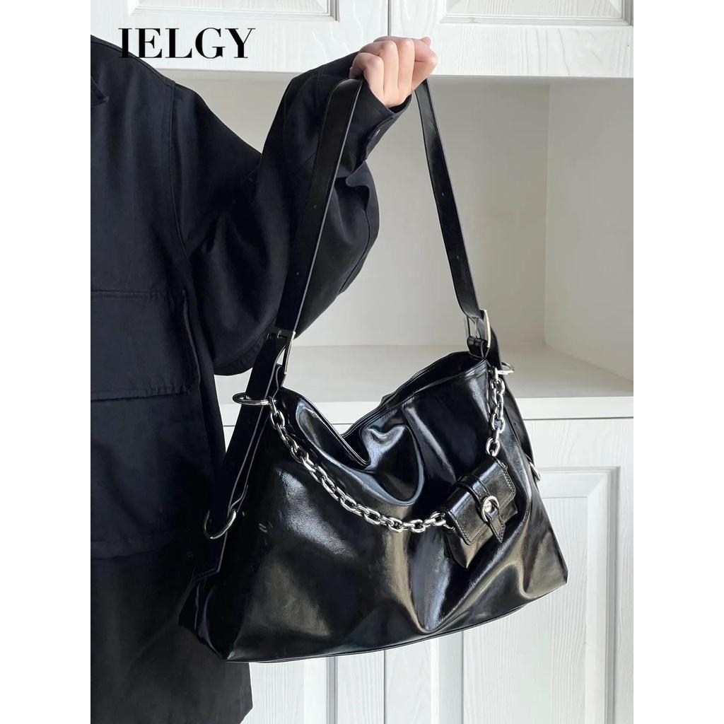 

IELGY женская черная сумка через плечо из искусственной кожи, простая сумка большой вместимости под мышками чёрный