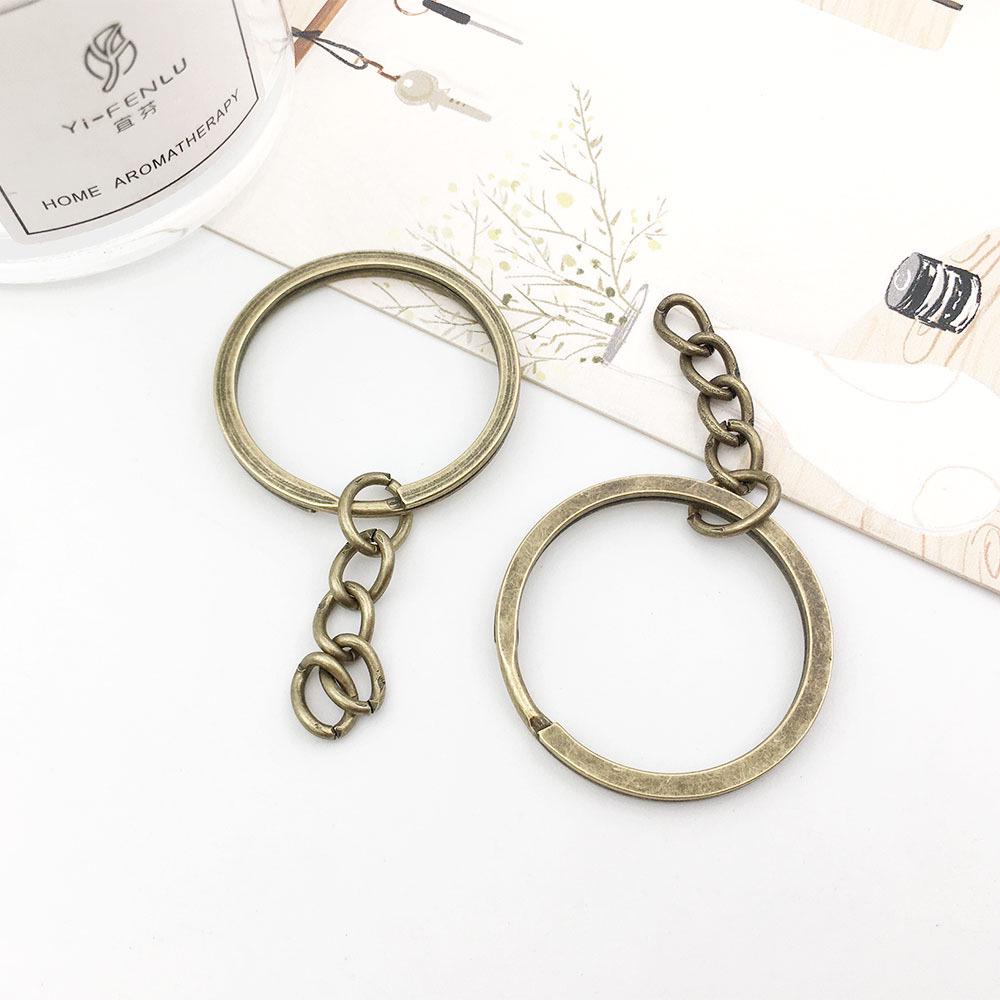 White Keychain Pendant Charm with Antique Gold Chain for DIY Jewelry