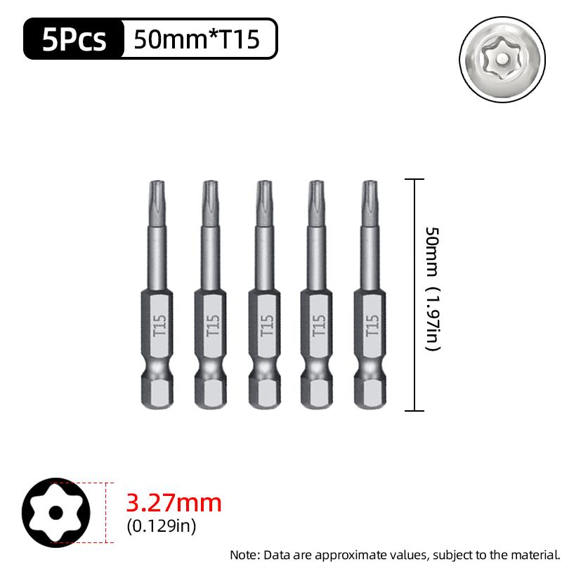 Torx Screwdriver Bit 50mm Magnetic S2 Steel 1/4'' Hex Shank Hollow Hole Security Bits T5-T40 Electric Drill Driver Hand Tools