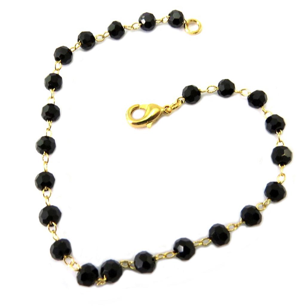 Les Trésors De Lily [P2388] - Gold Plated Bracelet 'Sissi' Black - 17.5 Cm 4 Mm