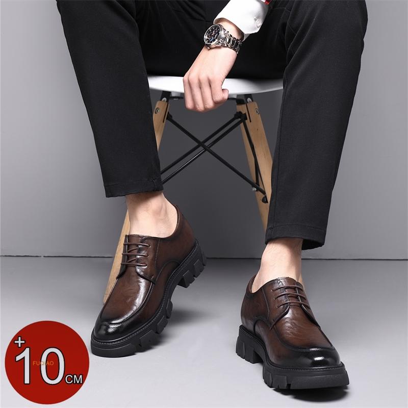 Scarpe Elevatrici da Uomo in Vera Pelle con Suola Spessa 8CM/10CM Traspiranti Aumenta Altezza Formali Matrimonio Sposo Casual Business