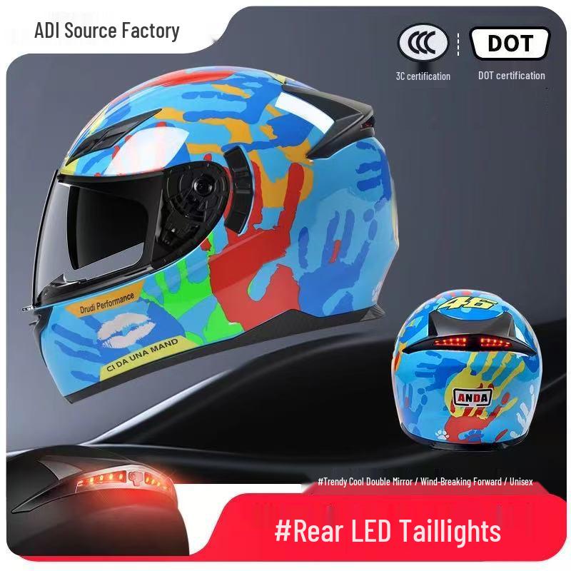 3C Certified Full Face Motorcycle Helmet for Men & Women - All-Season, Trendy Autumn/Winter Design