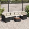 VidaXL Ensemble de Canapés de Jardin 8 Pièces avec Coussins Noir Poly Rattan Acacia 3347292