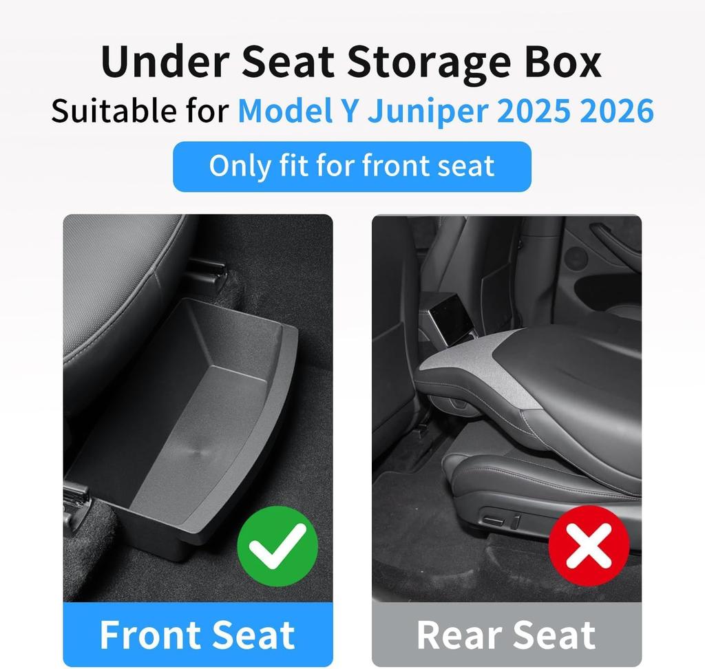 2PCS UnderSeat Storage Organizers For Tesla Model Y Juniper 2025 2026 1st Row Under Seat Storage Box Driver & Passenger Organize