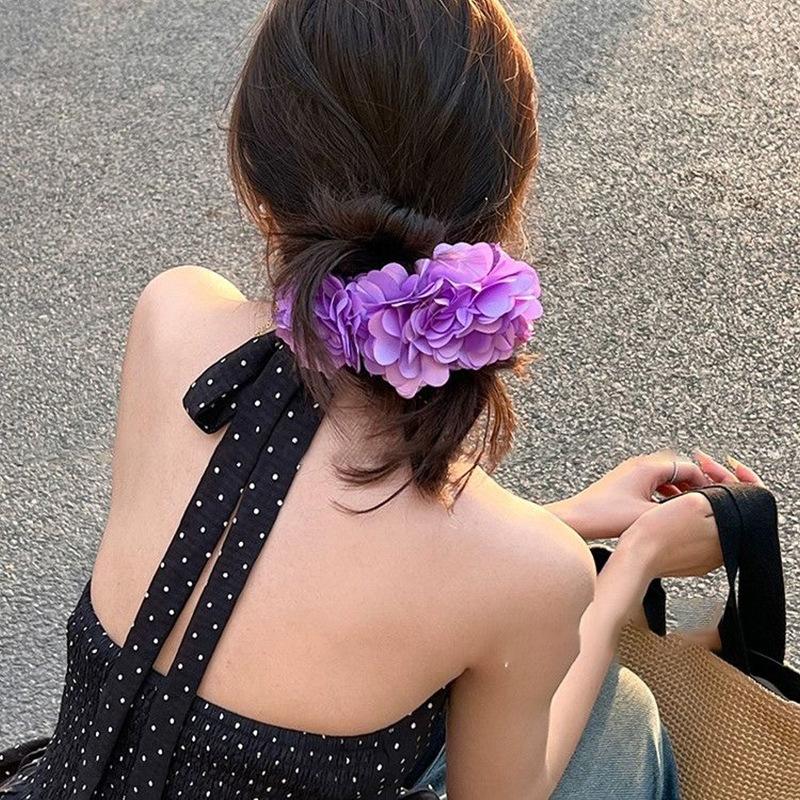 Summer film fabric flower hairpin niche high sense fashion temperament banana clip atmosphere sense retro hair accessories women
