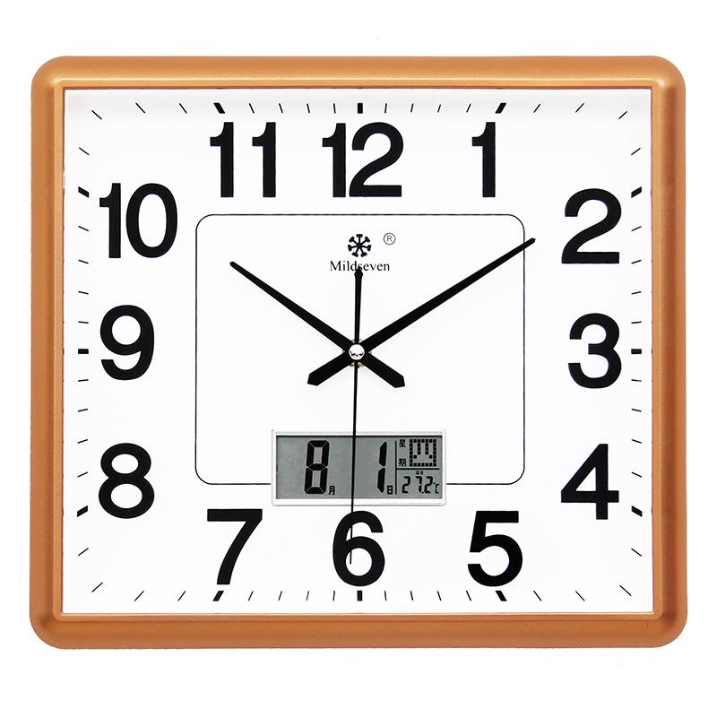Silent Square Quartz Wall Clock with Perpetual Calendar - Creative, Fashionable Art Design for Living Room