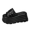 Fashion 8CM Women's Chunky Slippers Summer High Platform Wedges Punk Shoes Woman Buckle Beach Flip Flops Thick Bottom Sandalias Mujer