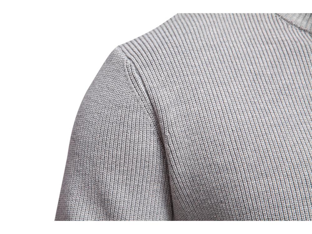 Men's European Stand Collar Half-Zip Sweater - Solid Color, Versatile Fall/Winter Style, Long Sleeve Trendy Casual Wear.