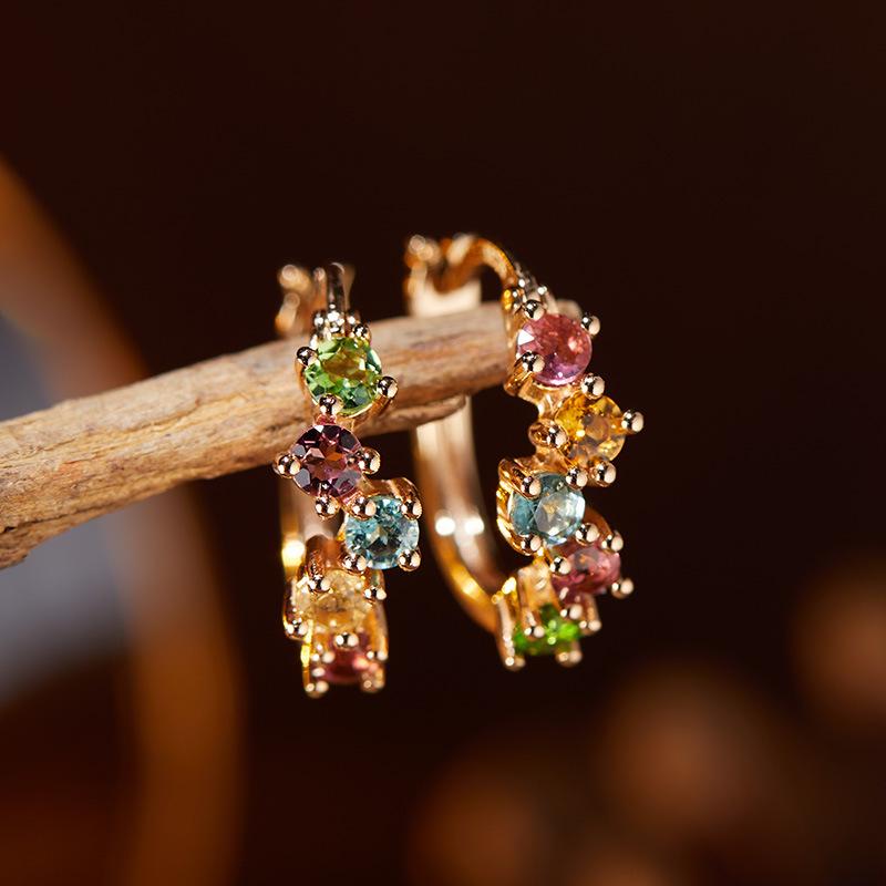 Adjustable Women's Ring with Natural Gemstone Tourmaline and S925 Silver, Stackable and Versatile Design