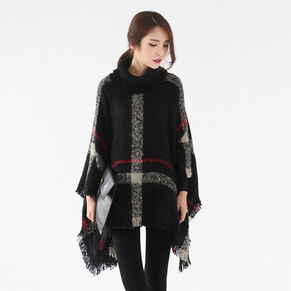 6 Colors Autumn Outstreet Warm Out Street Loose Knitwear With Tassels Knitted Poncho Cloak Casual Bat Sleeves Striped Pullovers