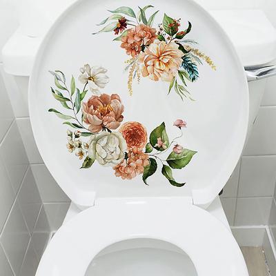 Autocollants pour abattant WC motif papillon et fleur, autocollants amovibles pour décoration de salle de bain