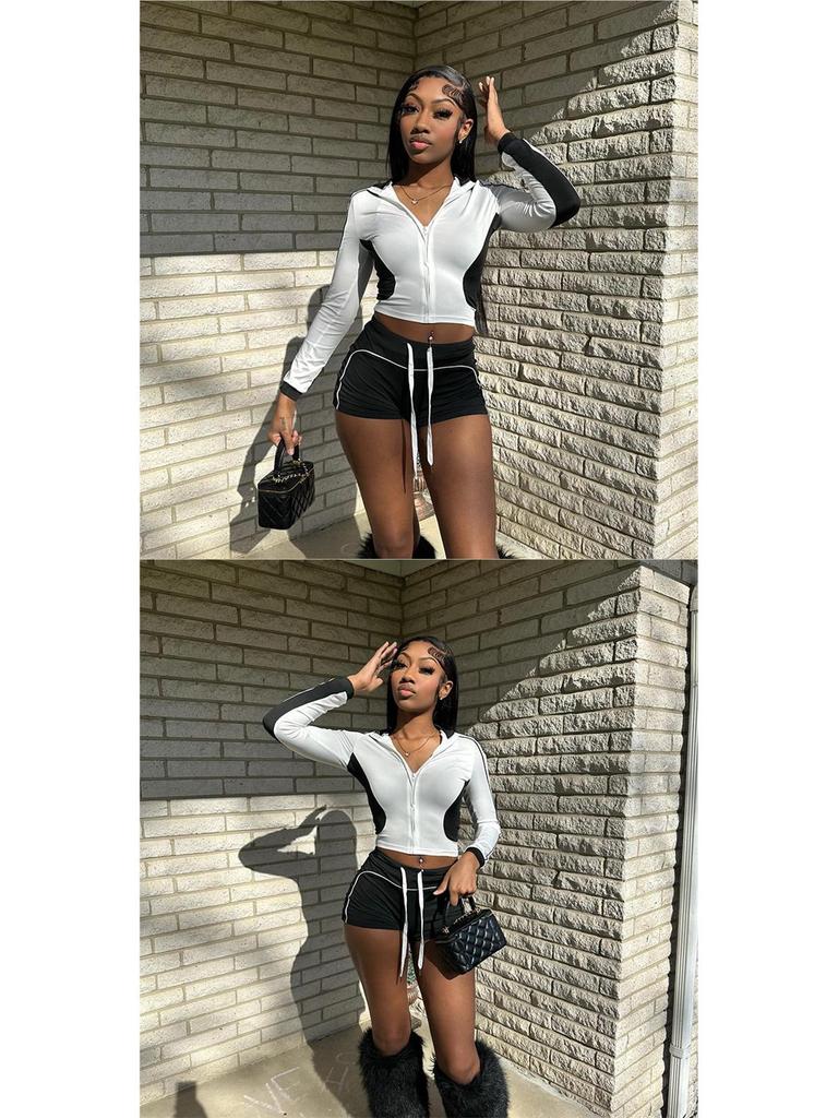 Stand-Up Collar Fitness Jacket & Top Set