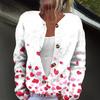 Women's Fashion Printed Long-Sleeved Knit Cardigan Button-Down Jacket