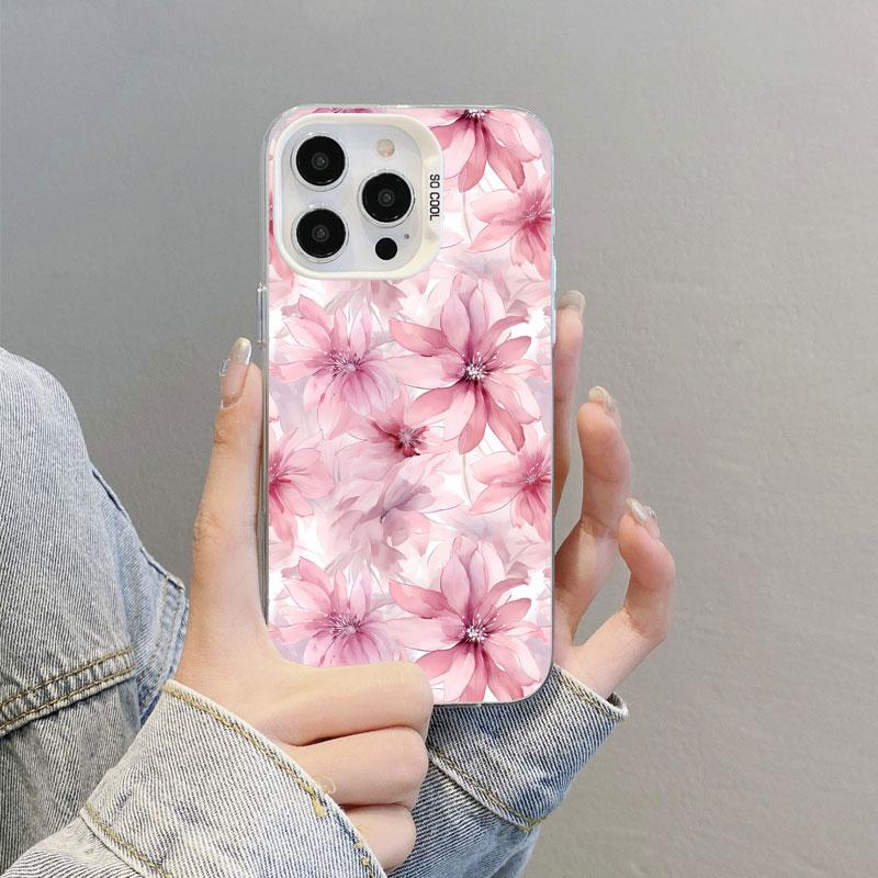 Cute Blue And White Porcelain Floral Phone Case For iPhone 11 12 Pro Max 16 15 14 13 Pro Max Plus 13 Mini Shockproof Laser Cover