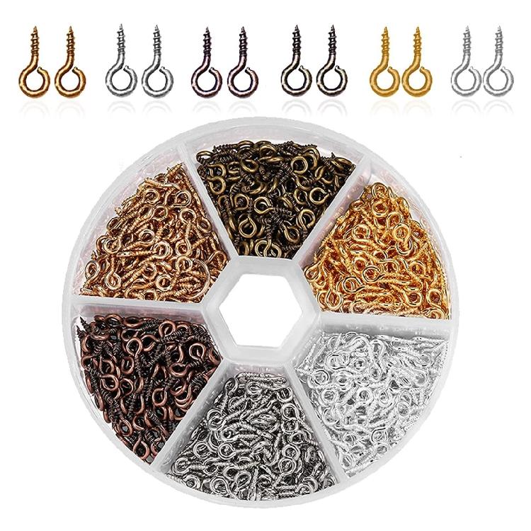 

600 Pcs Jewelry Accessory Screw Eye Hooks Mini Alloy Ring Nail Eyelet Screw Hook 1