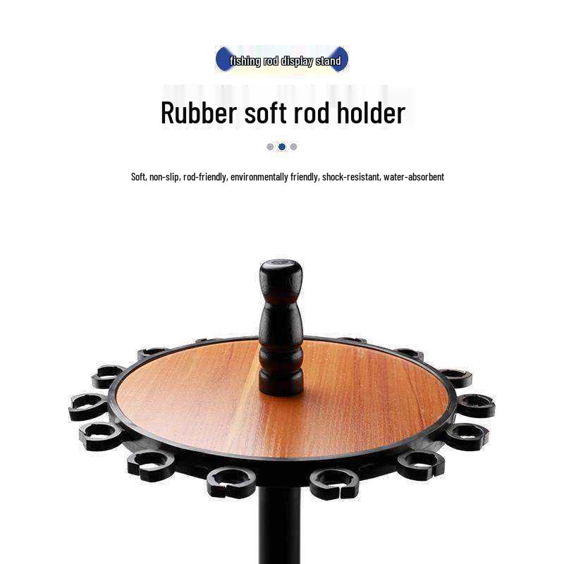 Wooden Floor-Standing Fishing Rod Display Rack, Holds 15 Rods for Home Storage.