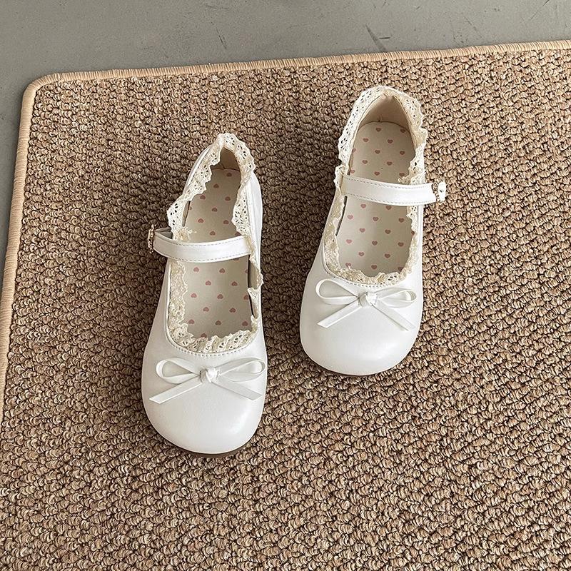 Fashion Spring 2025 New Round Head Shallow Mouth Butterfly Knot Soft Sole Non-slip Flat Shoes  Women's Fashionable versatile Shoes
