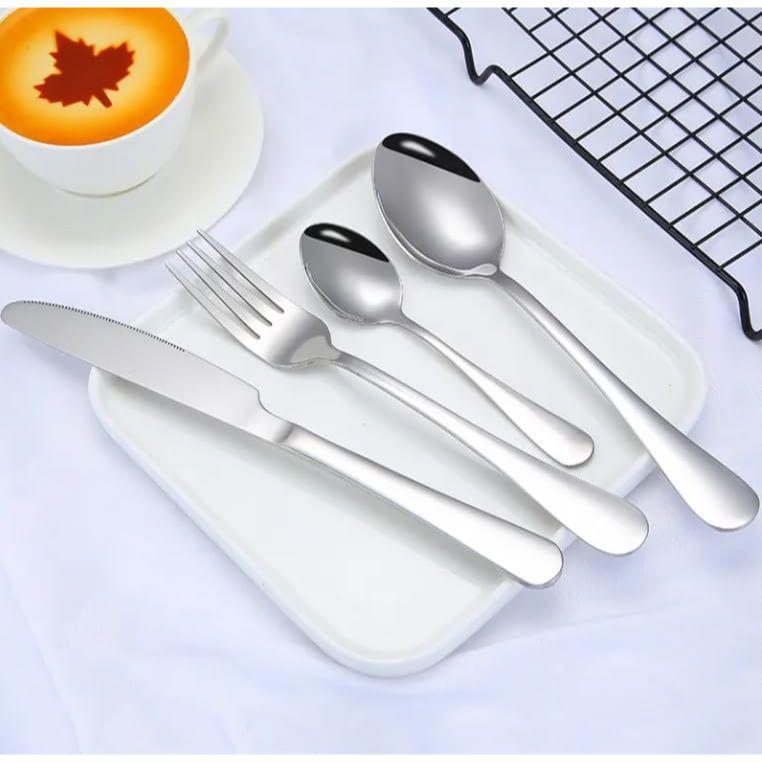 Silver Spoon Set Premium Stainless Steel Flatware Set Mirror Polished Cutlery Set Durable Home Kitchen Eating Tableware Set