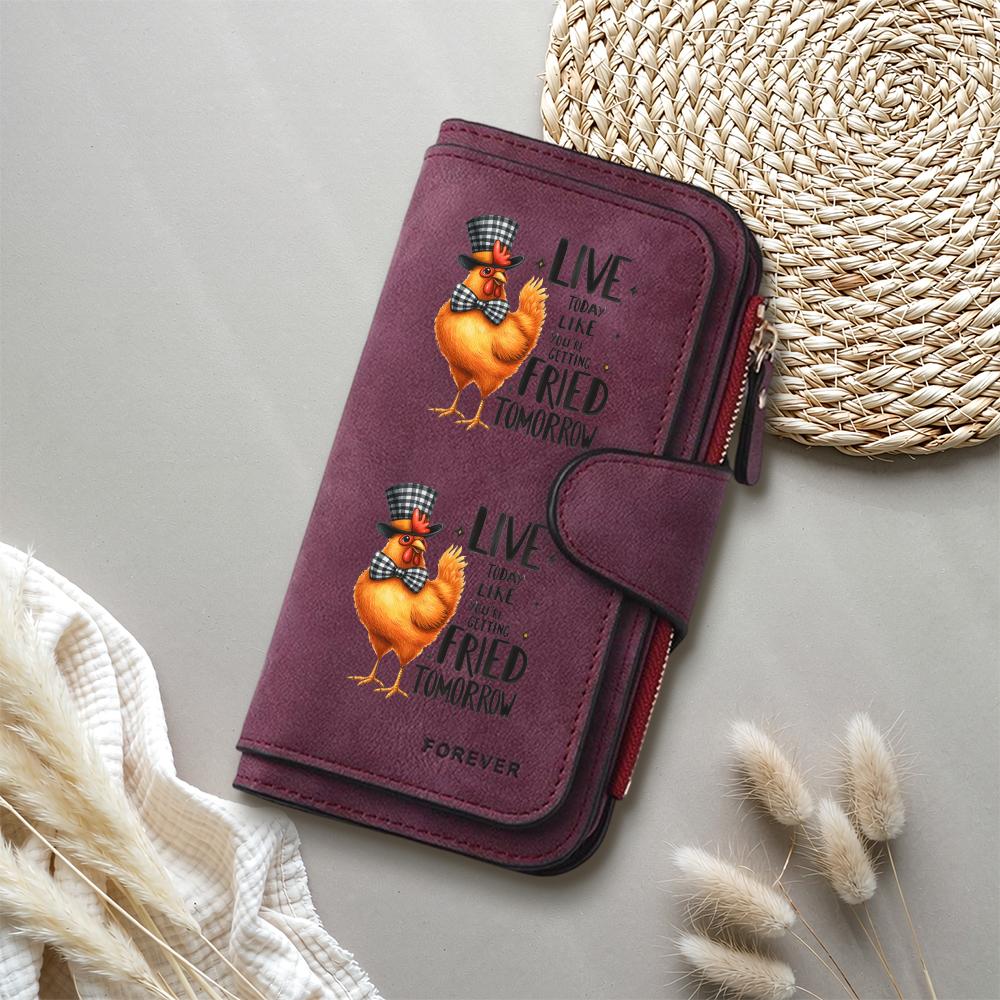 Cute Chicken Printed Wallet Fashion Long PU Leather Purse for Ladies