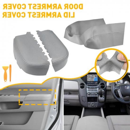 3x Fits For 2009-2015 Honda Pilot  Leather Center Console Lid Armrest Cover Trim