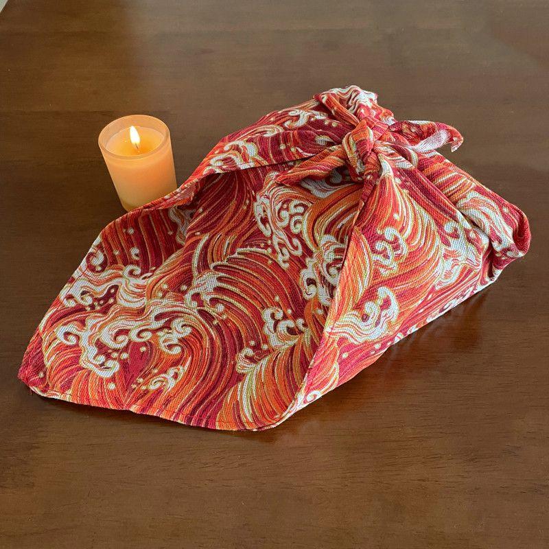 

В наличии Хлопок и Лен Японский Стиль Стиль LV Fu Несколько Размеров Обернутое Полотенце Квадратное Полотенце Обернутая Ткань Обернутая Кожа Ткань для Пикника Red bronzing waves 30*30cm cotton