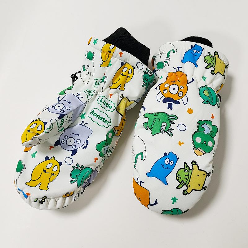 Cozy Winter Cartoon Fleece-Lined Gloves for Girls, Ages 2-5